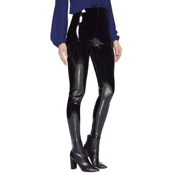 Commando Pants - Commando Black Shiny Crackle Faux-Patent Legging High Shine High Rise Stretch SM